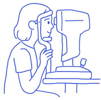 Ilustración de un examen de medida de vista
